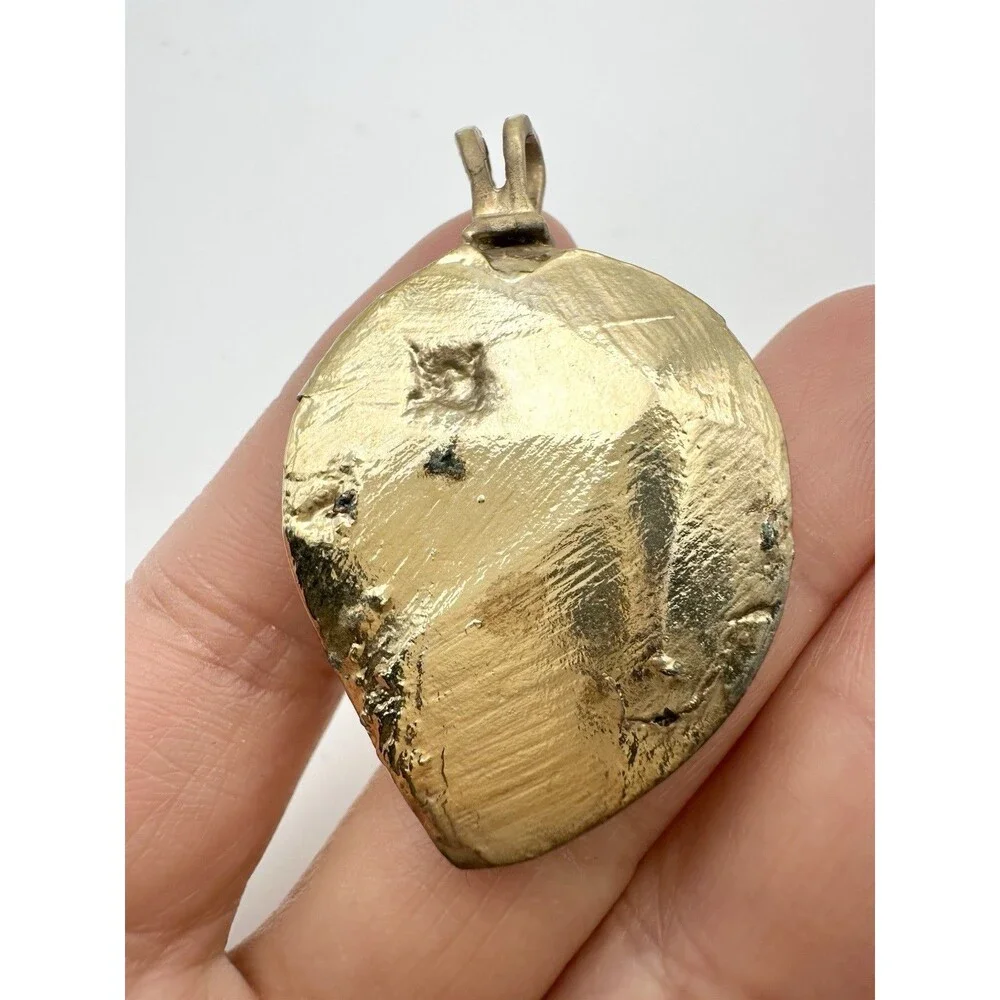 Ammonite Fossil Pendant Gold Tone